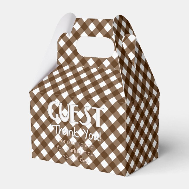 Chex 14-BROWN-PARTY FAVOR BOX, gable style Box (Front Side)