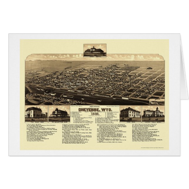 Cheyenne, carte panoramique de WY - 1882 (Devant horizontal)