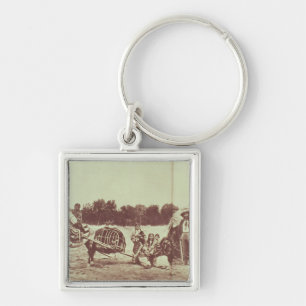 Cheyenne Indians on the Move, 1878 (b/w photo) Keychain