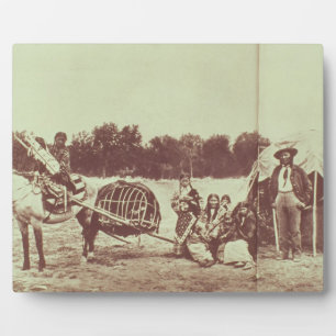 Cheyenne Indians on the Move, 1878 (b/w photo) Plaque