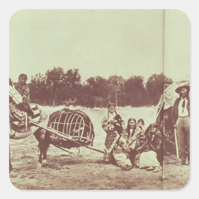 Cheyenne Indians on the Move, 1878 (b/w photo) Square Sticker (Front)