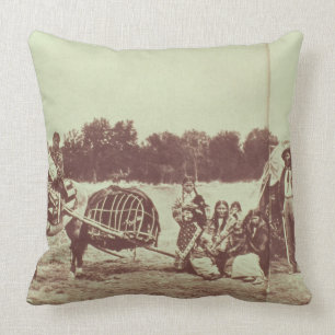 Cheyenne Indians on the Move, 1878 (b/w photo) Throw Pillow