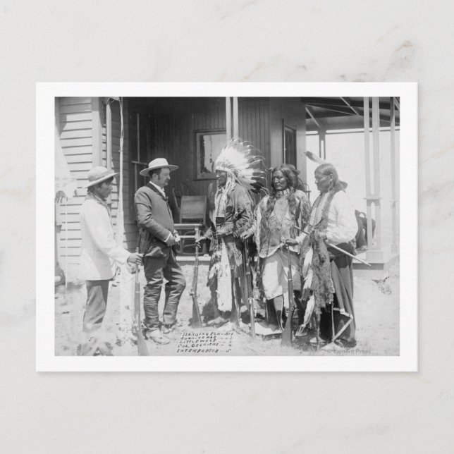 Cheyenne Men Converse with White Postcard (Front)