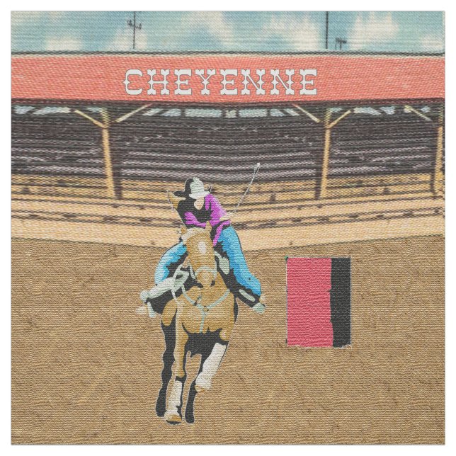 Cheyenne Rodeo Cowgirl Barrel Racing Fabric (Swatch)