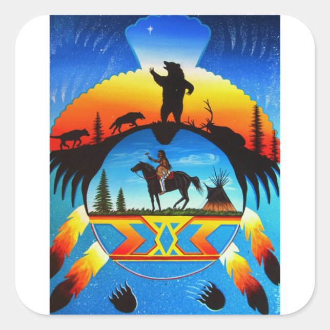 Cheyenne shield square sticker (Front)