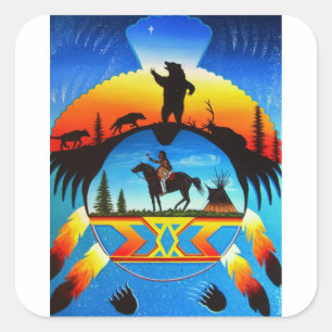 Cheyenne shield square sticker