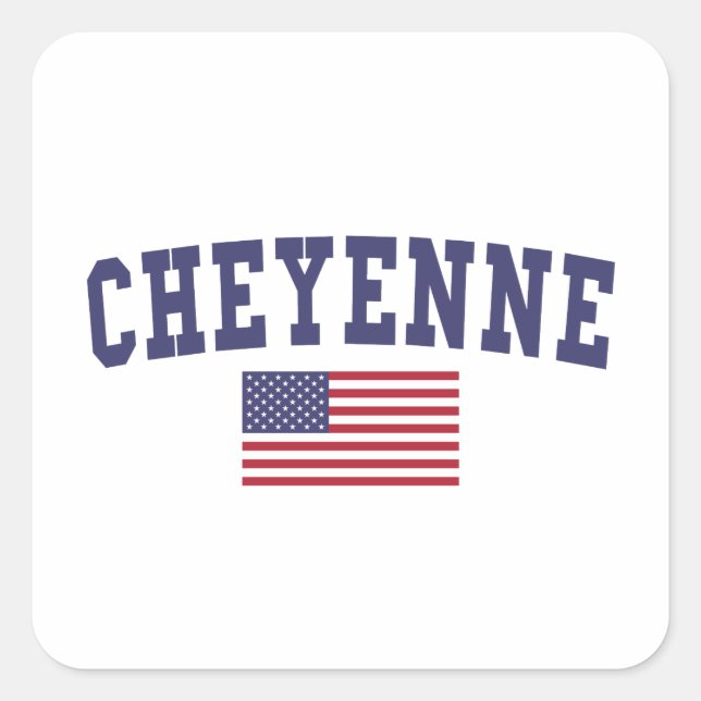 Cheyenne US Flag Square Sticker (Front)