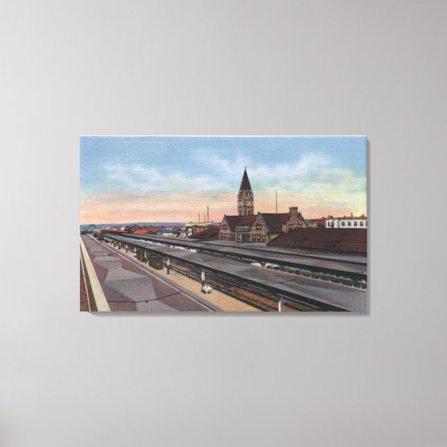 Cheyenne, WY - Union Pacific Railroad Station Canvas Print (Front)
