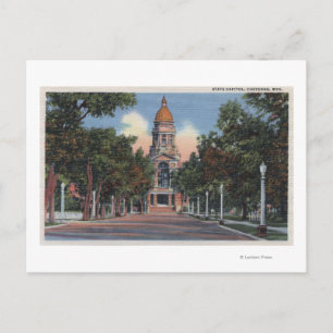 Cheyenne, WY - View of State Capitol and Drivewa Postcard