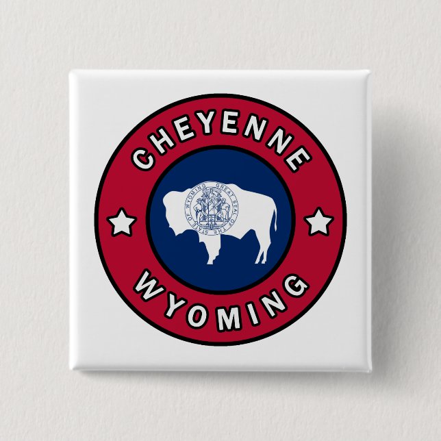 Cheyenne Wyoming 2 Inch Square Button (Front)