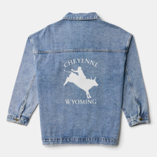 Cheyenne Wyoming Rodeo Bull Riding  Denim Jacket