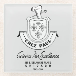 Chez Paul French Restaurant, Chicago, 1945-1964 Glass Coaster