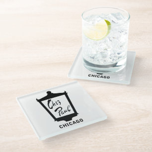 Chez Paul French Restaurant, Chicago Glass Coaster