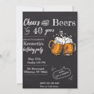 Chheers and Beers 60 40th 50th 30th 21st Invitation