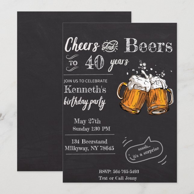 Chheers and Beers 60 40th 50th 30th 21st  Invitation (Front/Back)