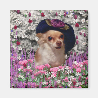 Chi Chi in Flowers - Chihuahua Puppy in Cute Hat Magnet