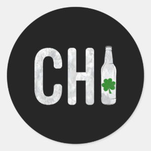 Chi Chicago Beer Bottle Irish St Patricks Day Classic Round Sticker