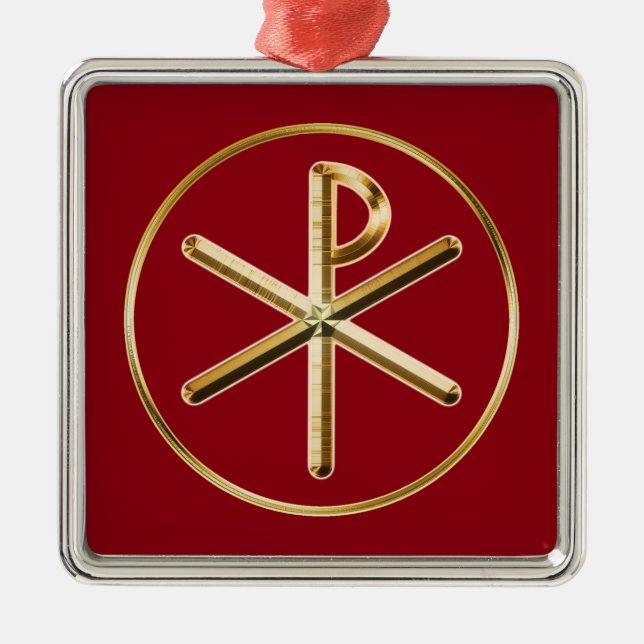 Chi-Rho glow Metal Ornament (Front)