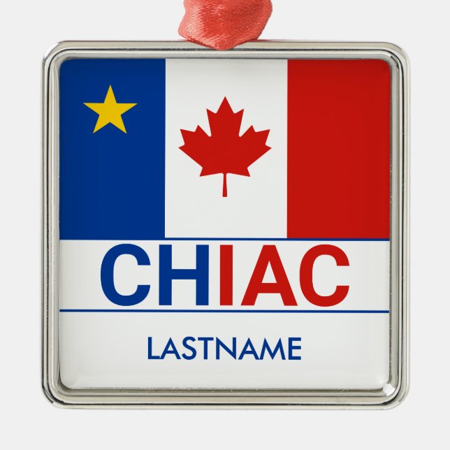 Chiac Acadian Canadian Flag Personalize Metal Ornament (Front)