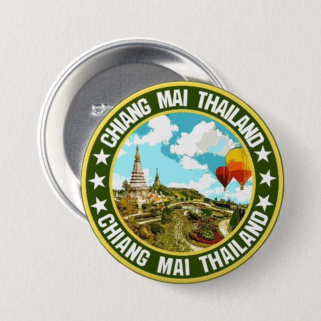 Chiang Mai                                         3 Inch Round Button (Front & Back)