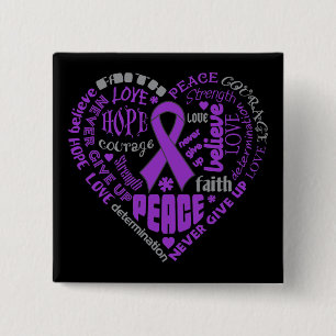 Chiari Malformation Awareness Heart Words 2 Inch Square Button