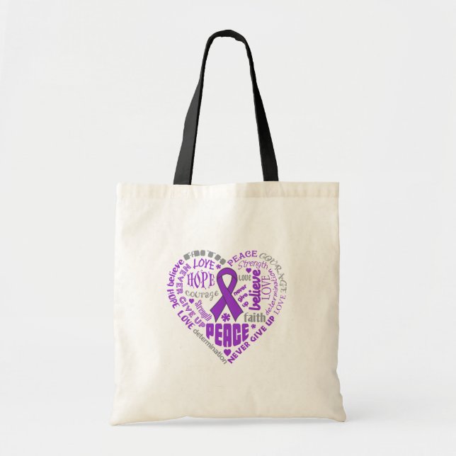 Chiari Malformation Awareness Heart Words Tote Bag (Front)