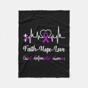 Chiari Malformation Awareness Heartbeat Christian  Fleece Blanket
