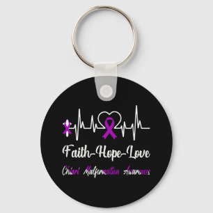 Chiari Malformation Awareness Heartbeat Christian  Keychain