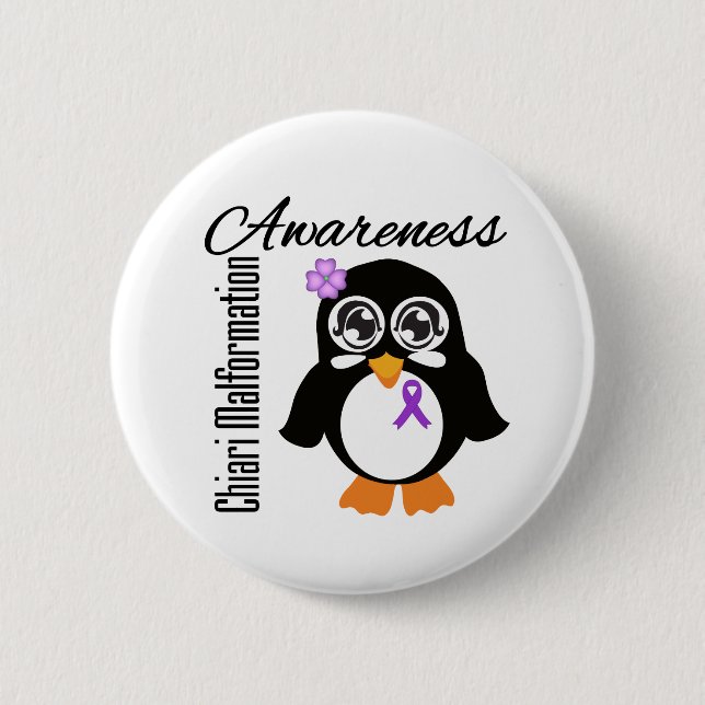 Chiari Malformation Awareness Penguin 2 Inch Round Button (Front)