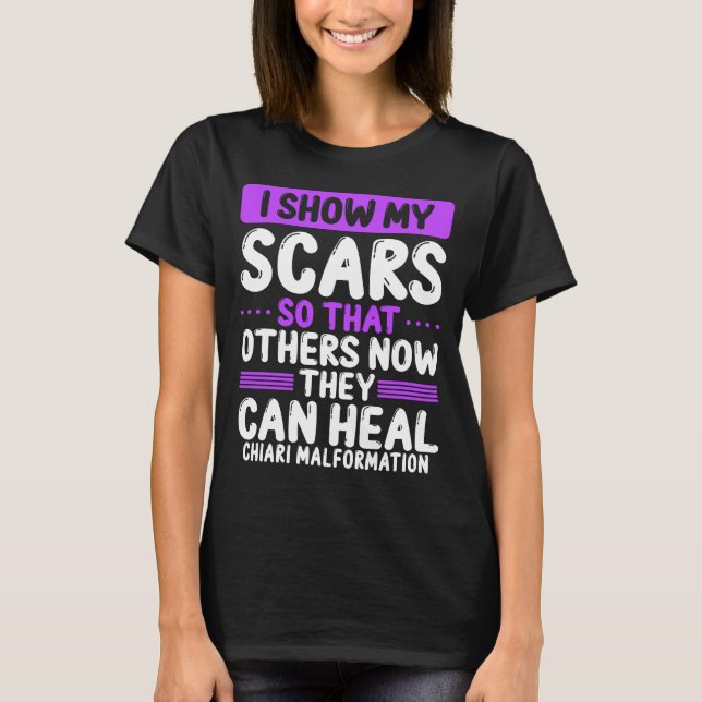 Chiari Malformation Awareness Scar Purple Ribbon T-Shirt (Front)