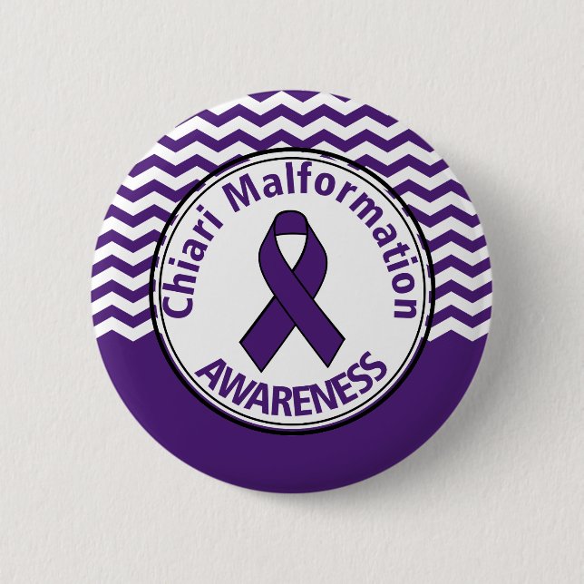 Chiari Malformation Purple Awareness Ribbon Button (Front)