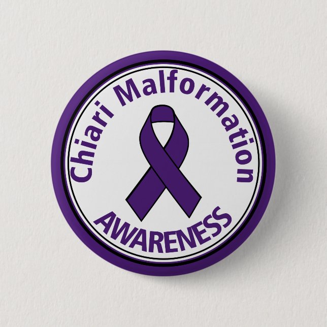 Chiari Malformation Purple Awareness Ribbon Button (Front)