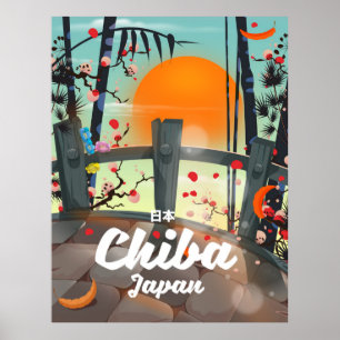 Chiba Japan vintage travel poster print art.