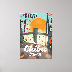 Chiba Japan vintage travel poster print art.