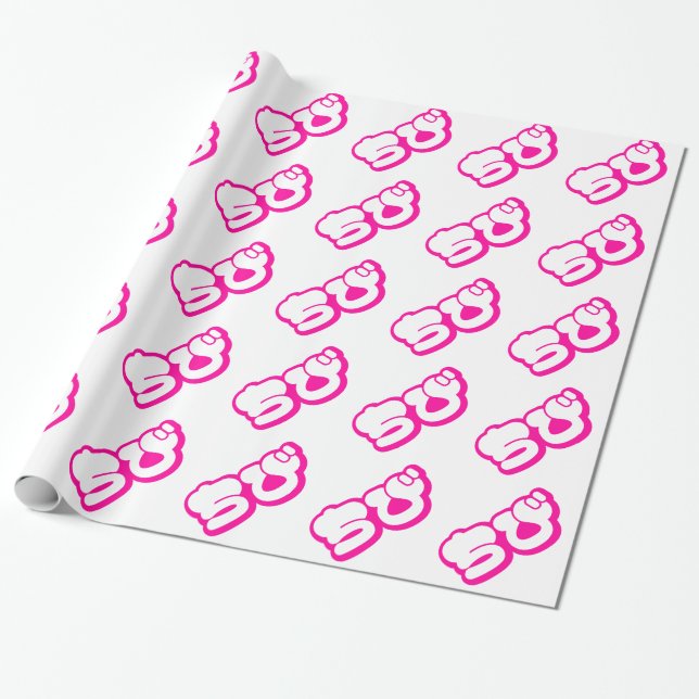 Chibi ちび Japanese Nihongo Hiragana Script Wrapping Paper (Unrolled)