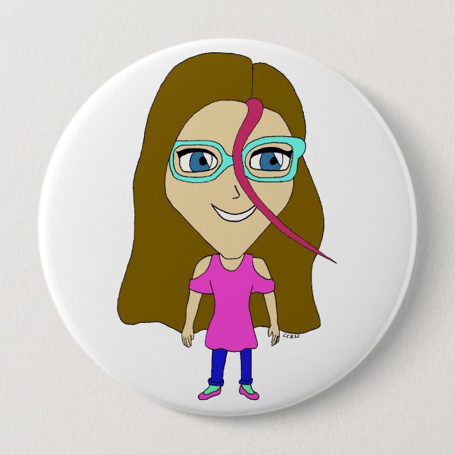 chibi  4 inch round button (Front)