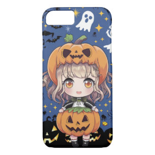 Chibi Anime Girl in Pumpkin Costume Case-Mate iPhone Case