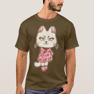 Chibi Anime Kawaii Strawberry Cat Cute Pink Pastel T-Shirt