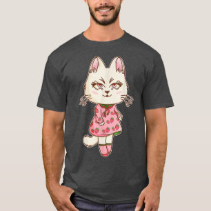 Chibi Anime Kawaii Strawberry Cat Cute Pink Pastel T-Shirt
