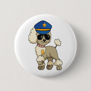 Chibi Anime Police Poodle Dog 2 Inch Round Button