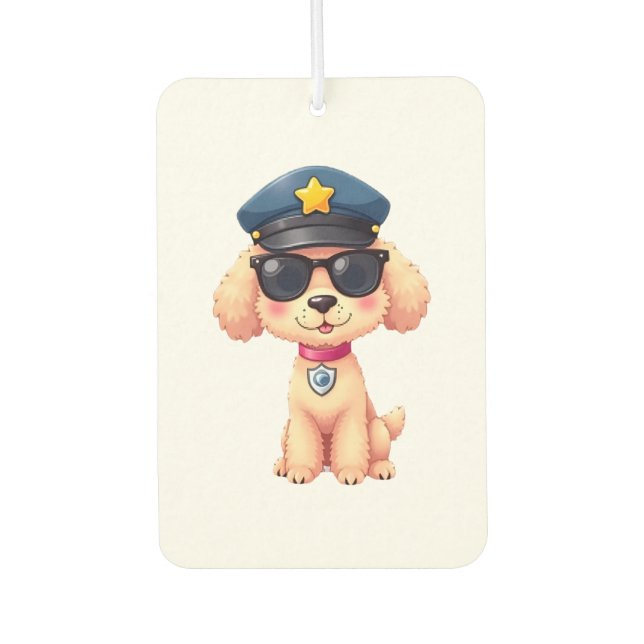 Chibi Anime Police Poodle Dog Air Freshener (Front)