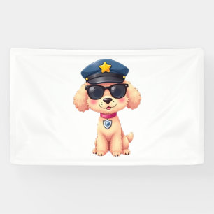 Chibi Anime Police Poodle Dog Banner