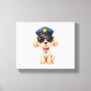 Chibi Anime Police Poodle Dog Canvas Print