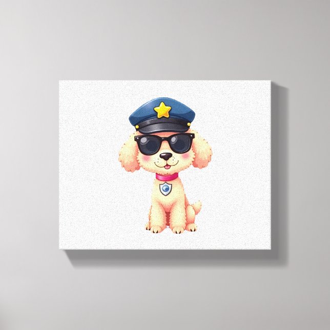 Chibi Anime Police Poodle Dog Canvas Print (Front)