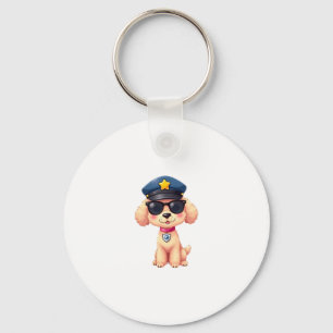Chibi Anime Police Poodle Dog Keychain