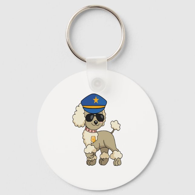 Chibi Anime Police Poodle Dog Keychain (Front)