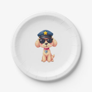 Chibi Anime Police Poodle Dog Paper Plate