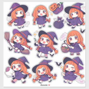 Chibi Anime Purple Witple Stickers Vinyl Coupé Sur