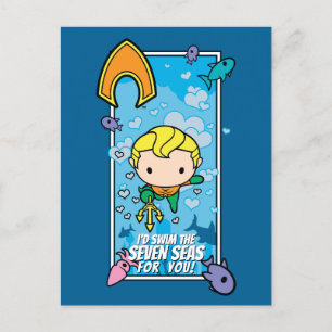 Chibi Aquaman - I'll Swim The Seven Seas Holiday Postcard