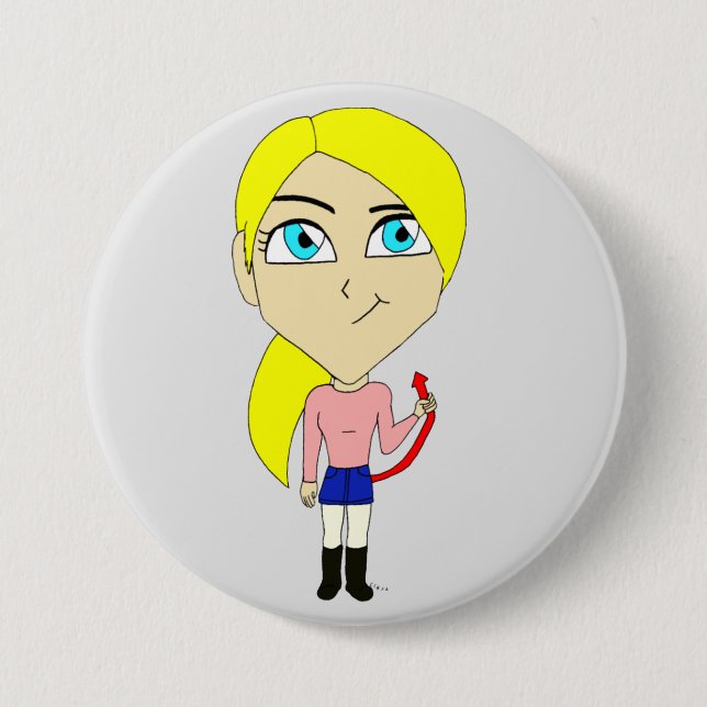 chibi "bad" girl 3 inch round button (Front)
